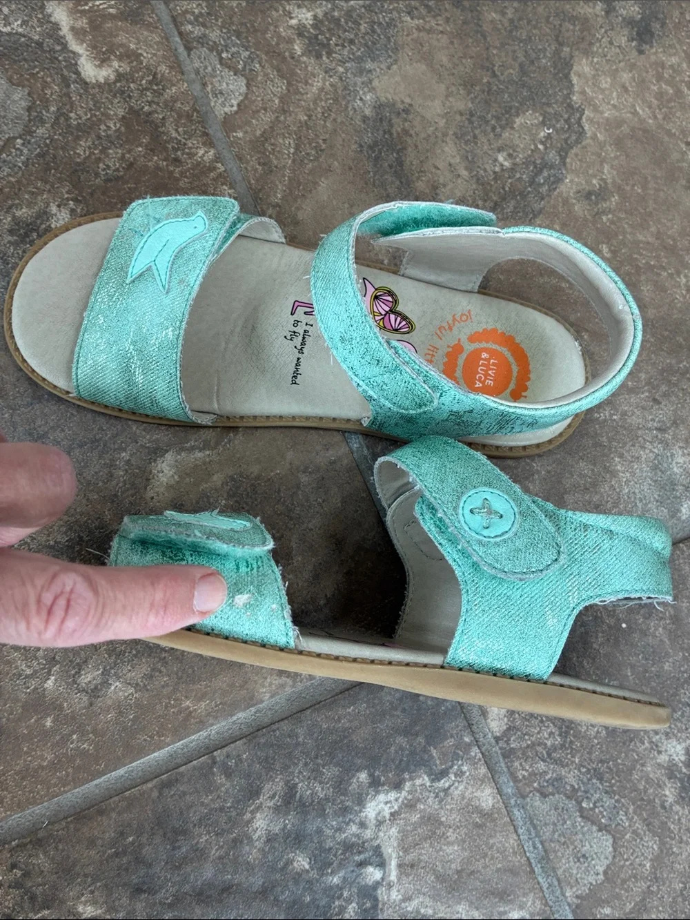 Livie & Luca Mint Green Bird Appliqué Sandals